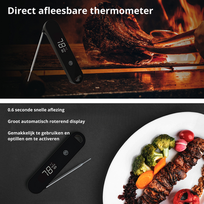 LTMT® - Instant Pro - Zwart - BBQ Thermometer – Vleesthermometer Draadloos - Professionele Thermometer