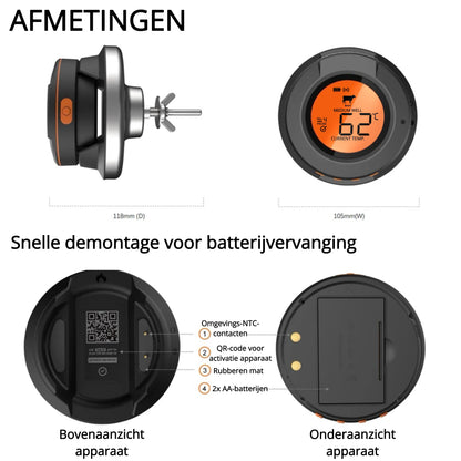 Sfeerbeeld van de Dome BBQ Vleesthermometer - BBQ thermometer met app