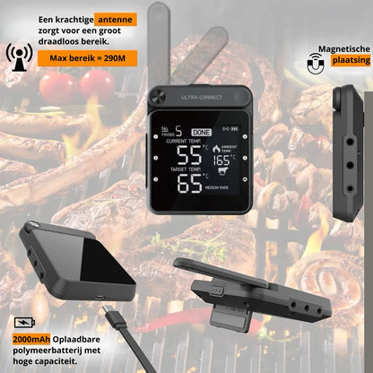 LTMT® - BBQ Thermometer Smart - BBQ thermometer met App en Wi-Fi