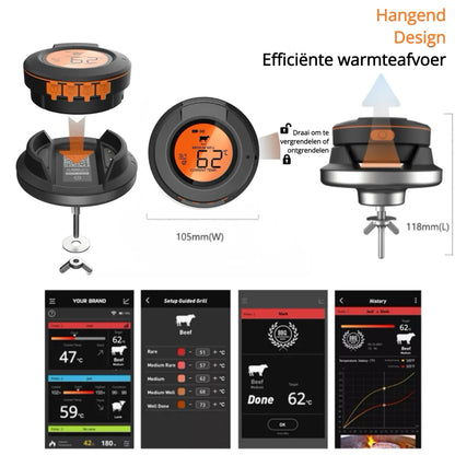 Details van de Dome BBQ Vleesthermometer - BBQ thermometer met app