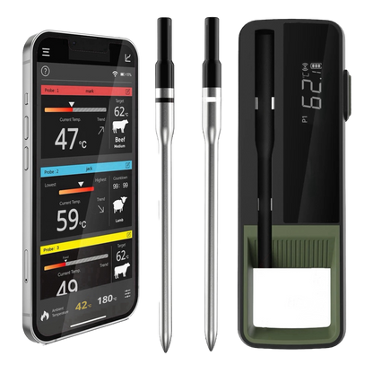 LTMT® - BBQ Thermometer Double PRO - BBQ thermometer draadloos met App